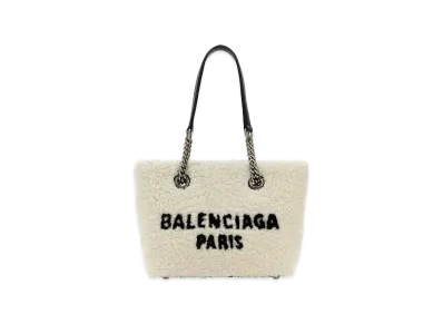 BALENCIAGA Women's Shearling Duty Free S Handbag "White"