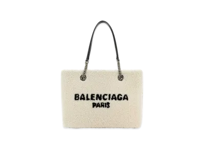 BALENCIAGA Women's Shearling Duty Free M Handbag "White"