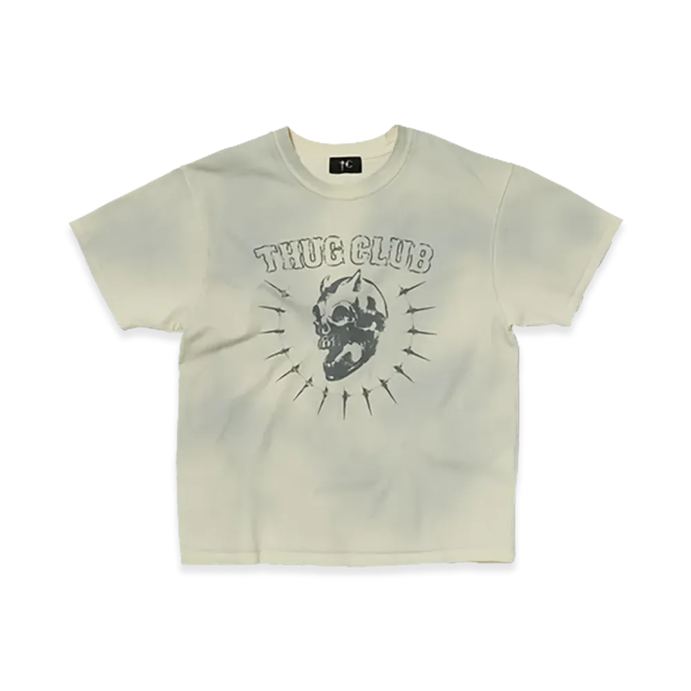 THUG CLUB Vintage Riding Skull T-Shirt "Cream"