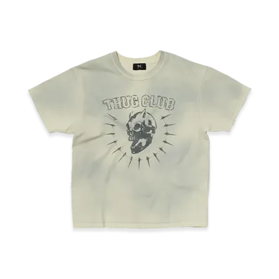 THUG CLUB Vintage Riding Skull T-Shirt "Cream"