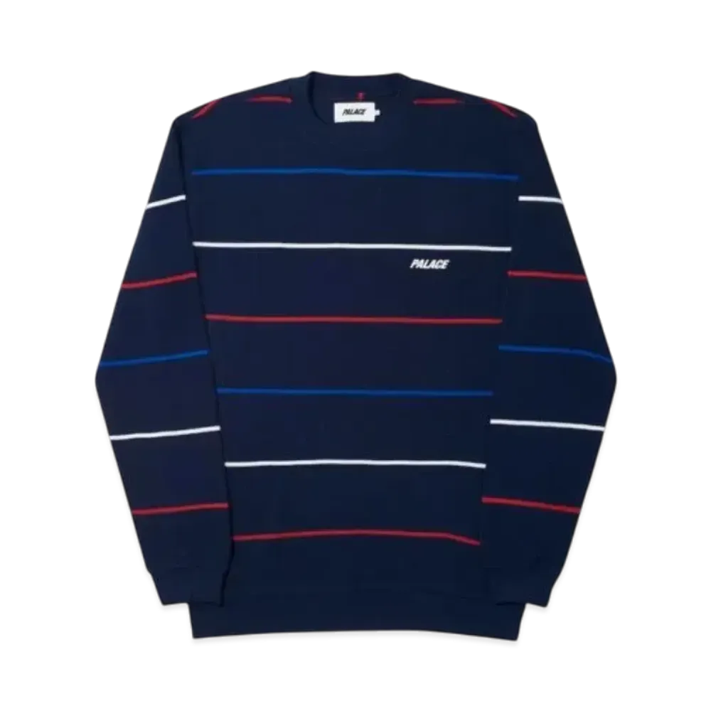 PALACE Waffler Stripe Crew "Navy"