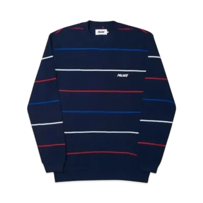 PALACE Waffler Stripe Crew "Navy"