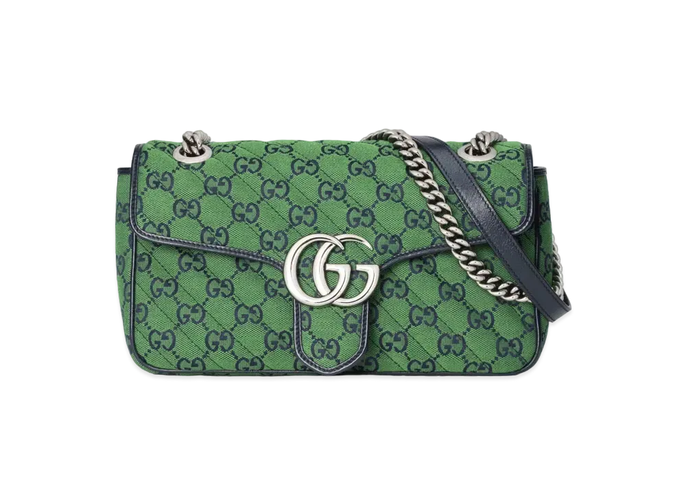 GUCCI GG Marmont Multicolor Small Shoulder Bag "Green/Blue Canvas"