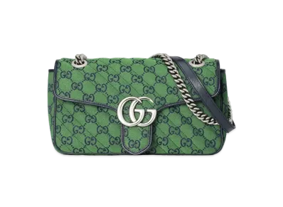 GUCCI GG Marmont Multicolor Small Shoulder Bag "Green/Blue Canvas"