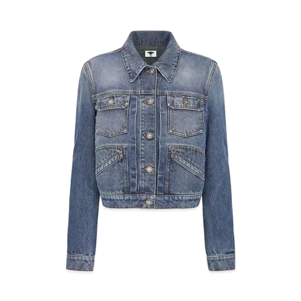 Dior Cropped Jacket Stonewashed Cotton Denim "Blue"