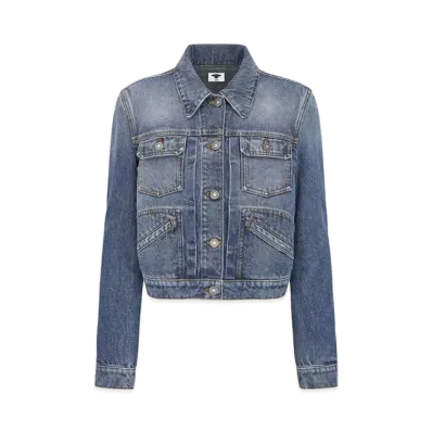 Dior Cropped Jacket Stonewashed Cotton Denim "Blue"