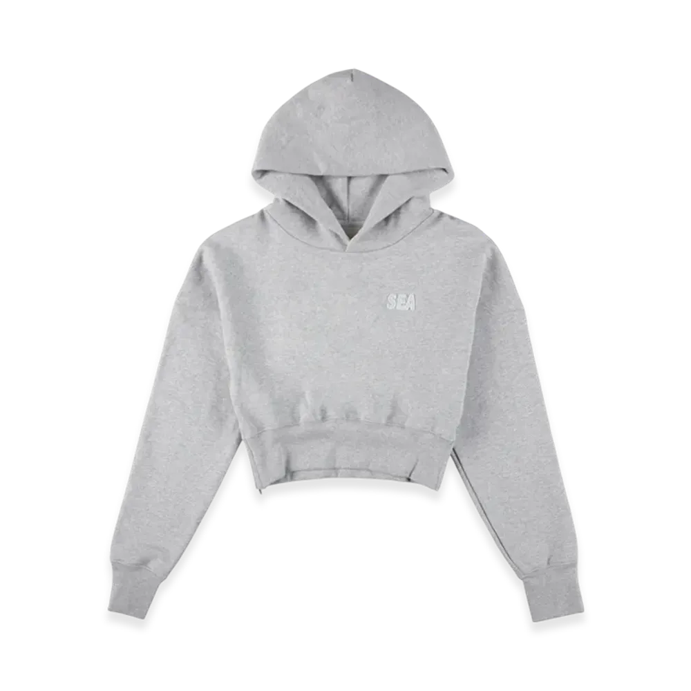 WIND AND SEA Cozy Cropped Hooded Sweatshirt(Ladies) "Heather/Gray"
