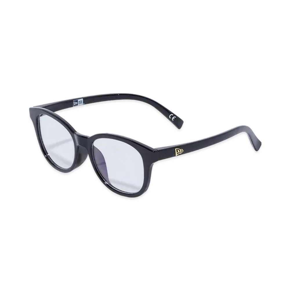 NEW ERA Sunglasses Boston Square Lens Shiny Black Frame Light Blue Lens "Black"