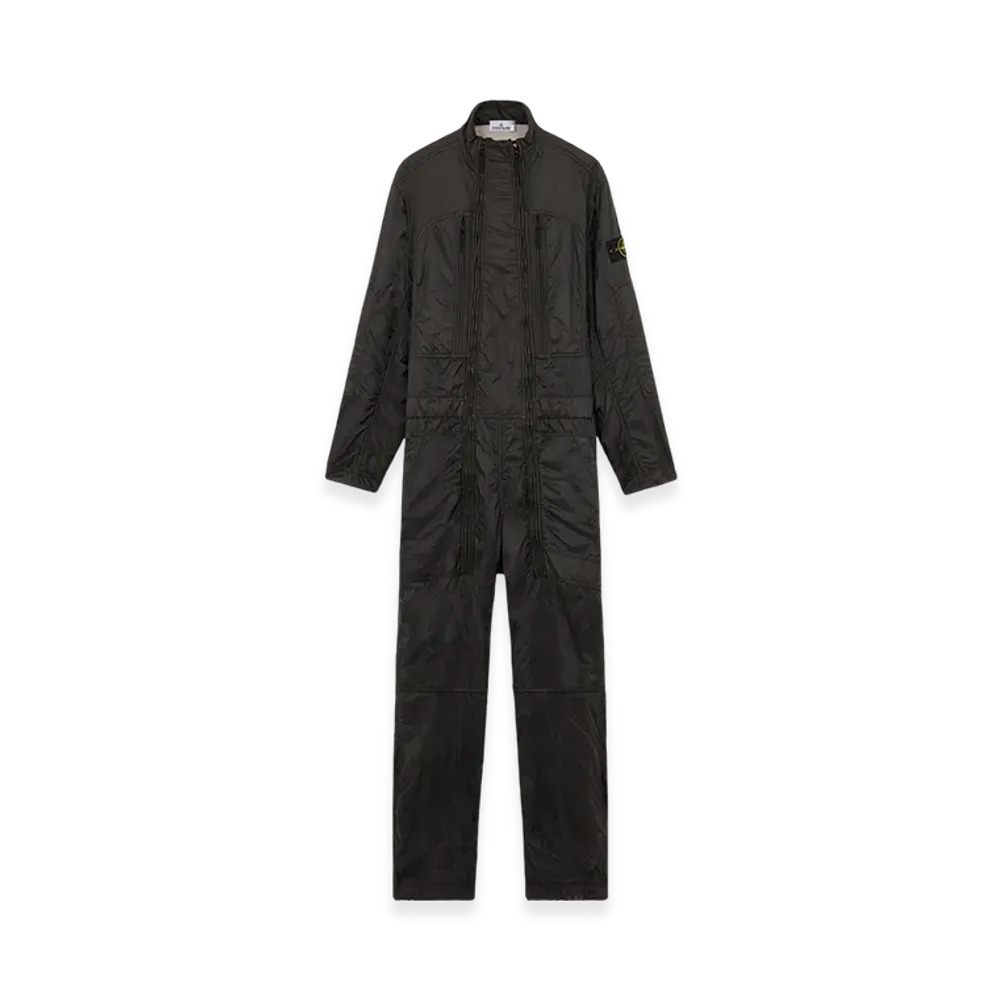 Stone Island F0135 Silky Nylon with Heavy Cotton Jersey Jumpsuit with Windproof Resin Coating - 24FW "Lead Grey"