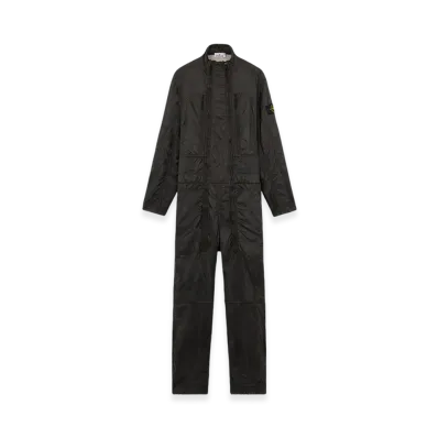 Stone Island F0135 Silky Nylon with Heavy Cotton Jersey Jumpsuit with Windproof Resin Coating - 24FW "Lead Grey"