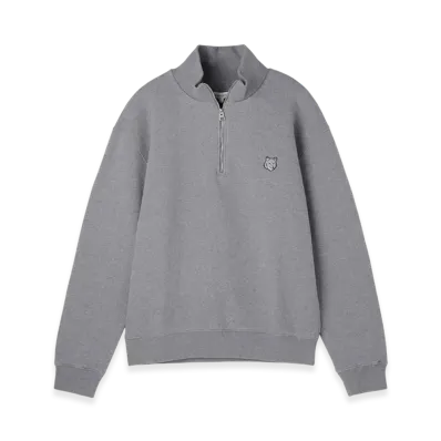 Maison Kitsune Bold Fox Head Patch Comfort Half Zip Sweatshirt "Medium Gray"