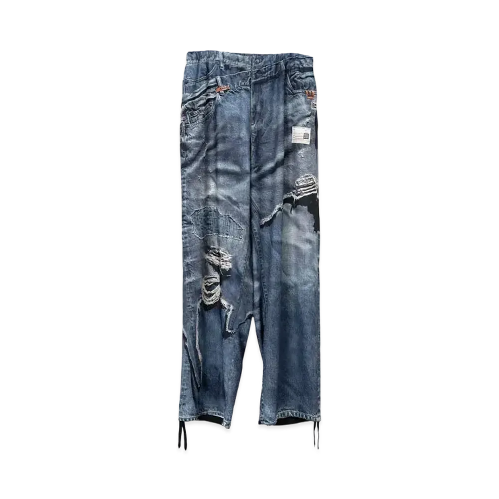 Maison MIHARA YASUHIRO x TALKING ABOUT THE ABSTRACTION Trompe-l'oeil Archive Printed Wide Pants "Indigo"