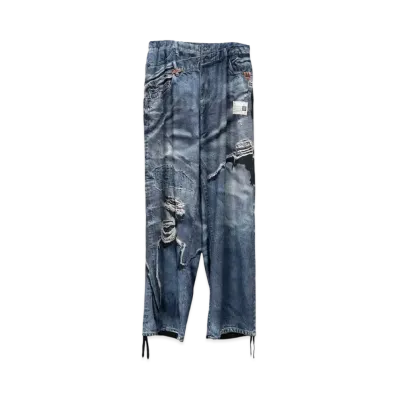 Maison MIHARA YASUHIRO x TALKING ABOUT THE ABSTRACTION Trompe-l'oeil Archive Printed Wide Pants "Indigo"