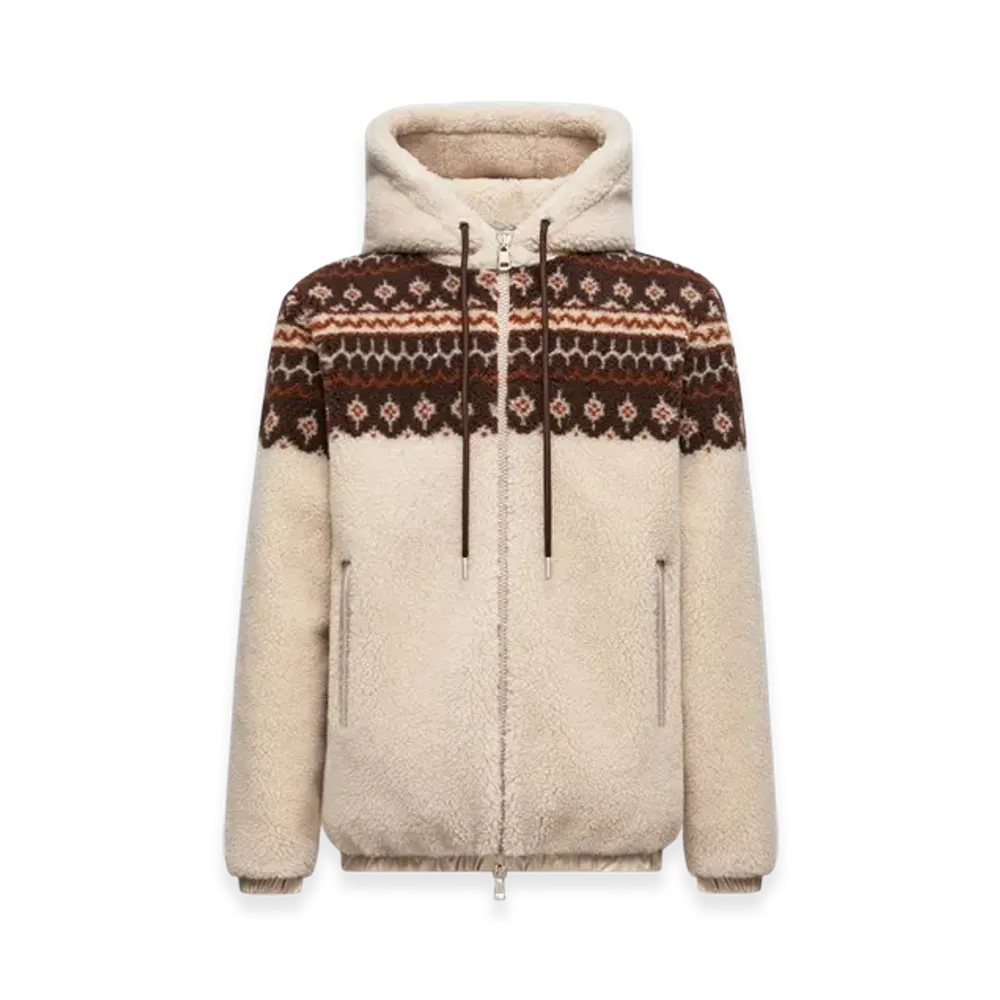 MONCLER Geometric Jacquard Wool Blend Hoodie "Multicolor"