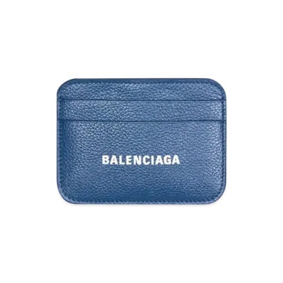BALENCIAGA Cash Card Holder In Grained Calfskin "Dark Blue"
