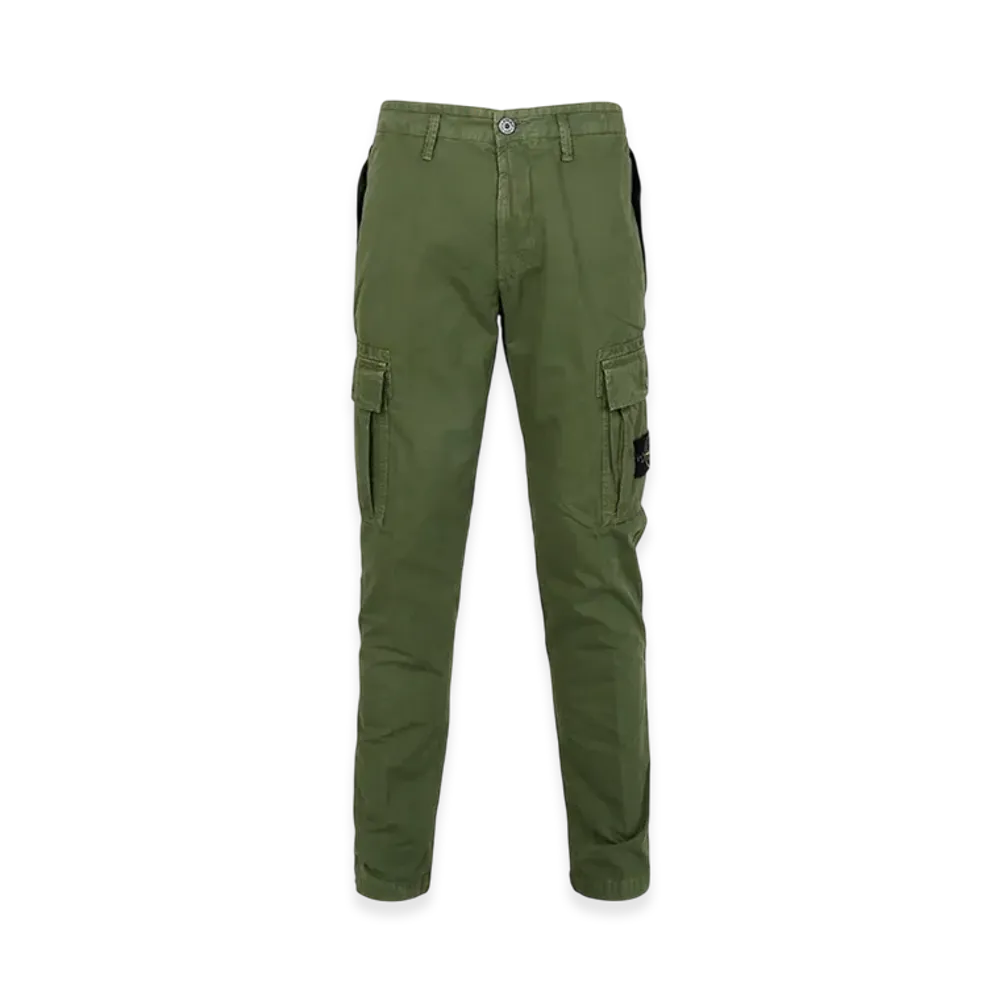 Stone Island 303WA Brushed Cotton Canvas Garment Dyed Cargo Pants - 22SS "Olive Green"