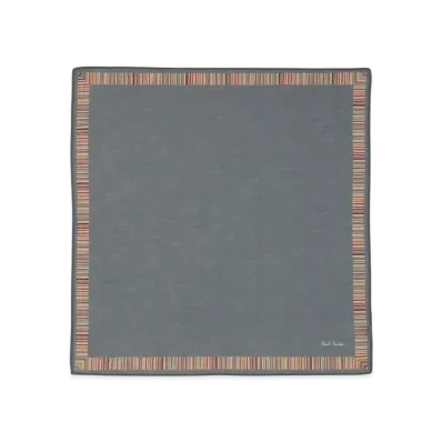 Paul Smith Signature Stripe-Trimmed Handkerchief "ChacoalGray"