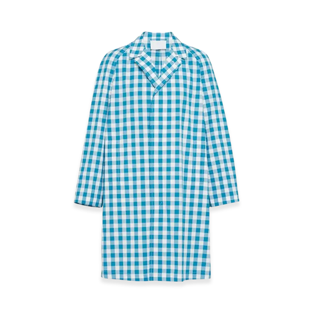 PRADA Cotton Coat "White/Turquoise"