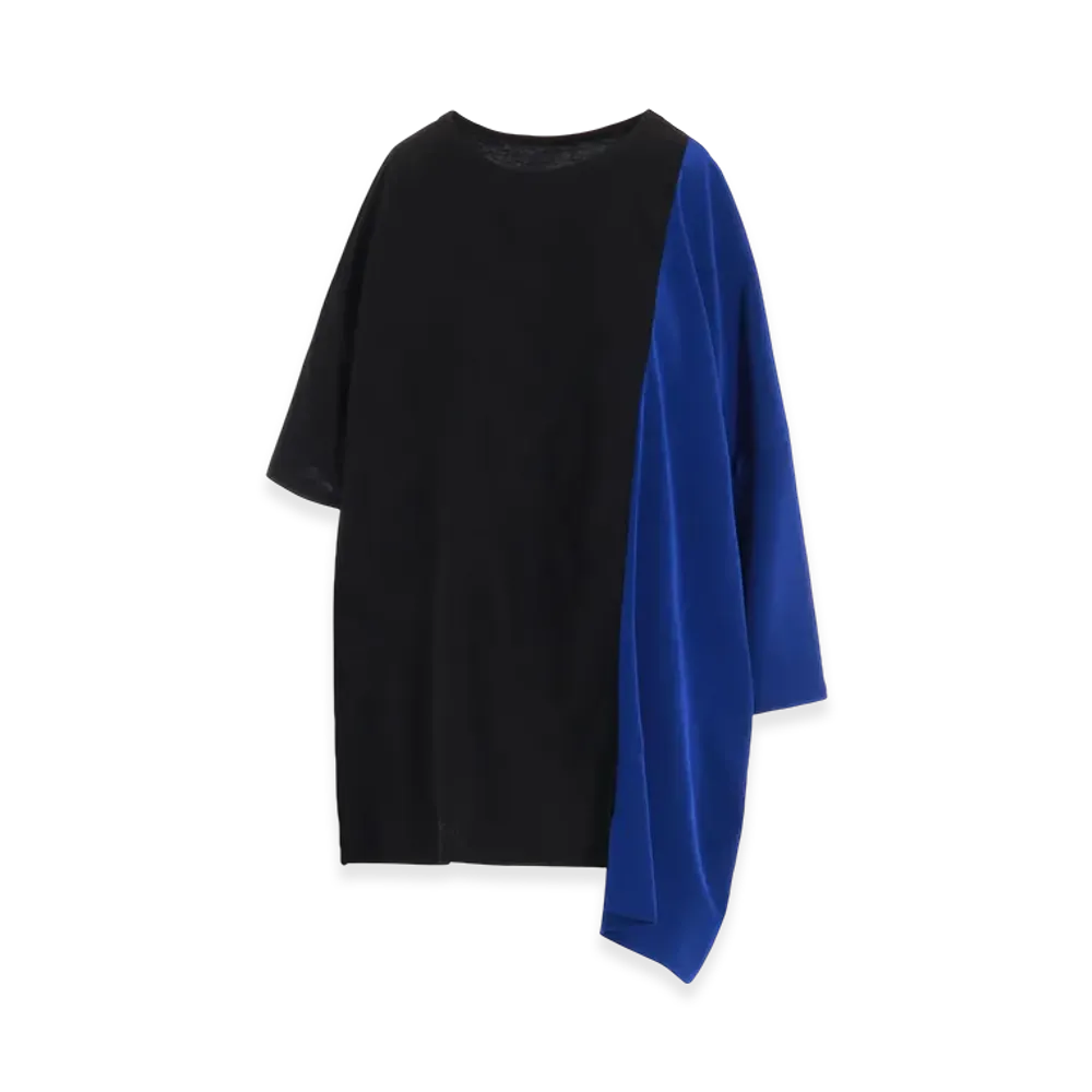 Y's Crepe De Chine Left Drop Blouse "Blue"