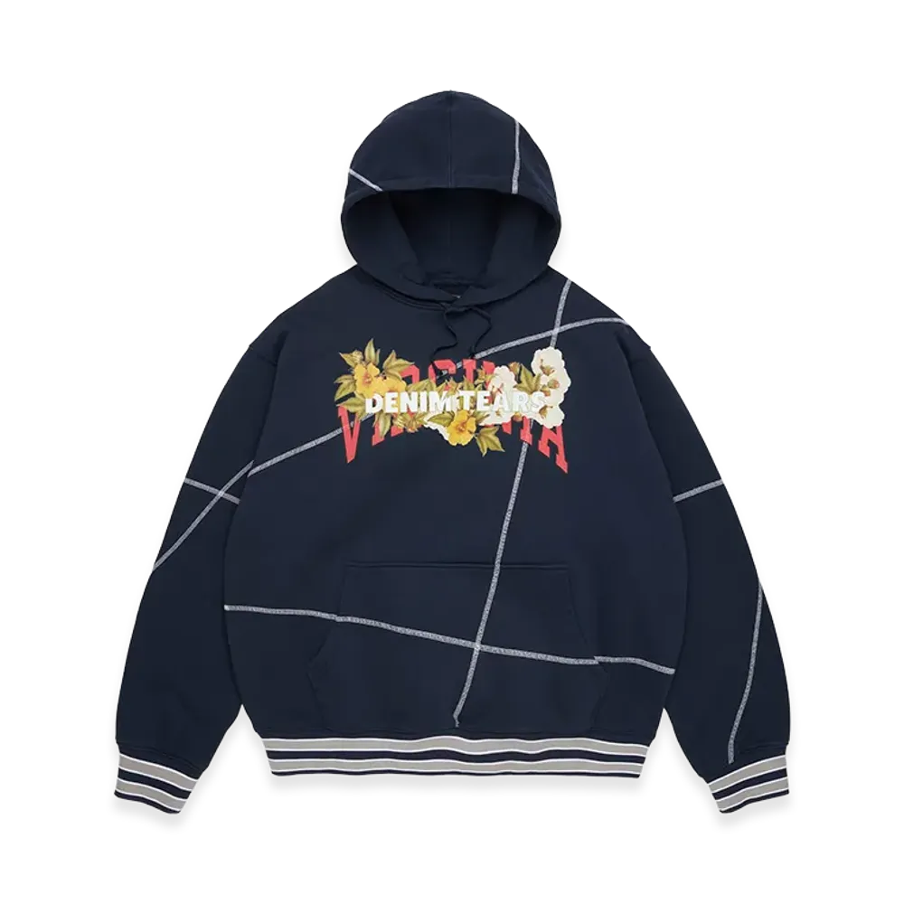 DENIM TEARS DT Virginia Overlock Stitch Hoodie "Navy"