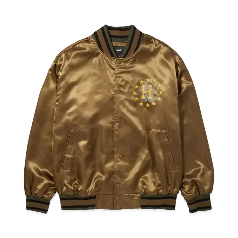 HUF Galactic Stack Baseball Jacket "Camel"