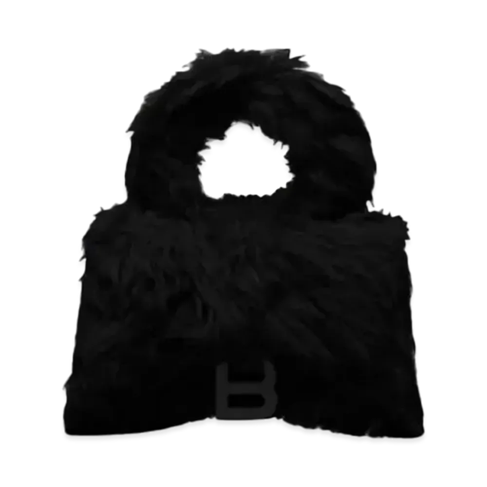 BALENCIAGA Fluffy Hourglass XS Handbag "Black"