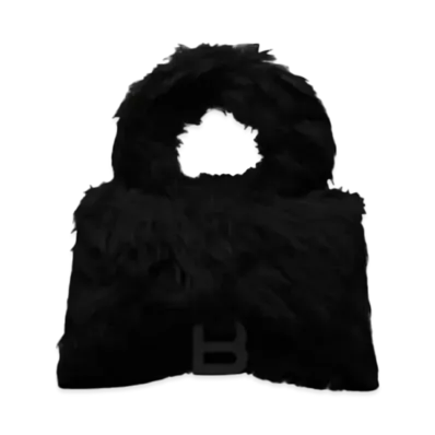 BALENCIAGA Fluffy Hourglass XS Handbag "Black"