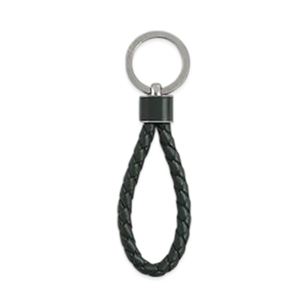Bottega Veneta Intreccio Key Ring "Dark Green"