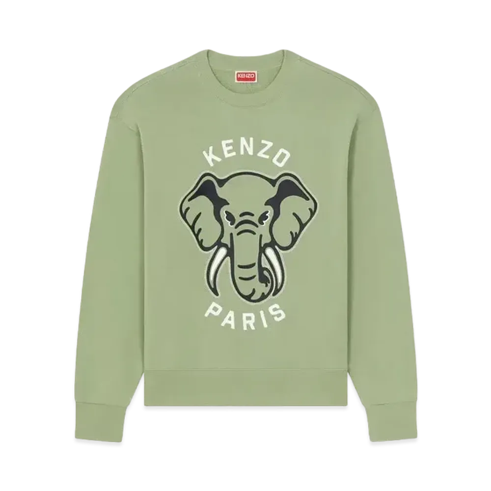 KENZO 'ELEPHANT' Embroidery Sweat "Almond Green"