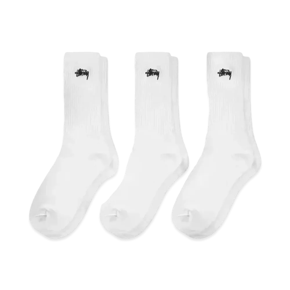 Stussy Stock Crew Sock- 3Pack "White" (FA24)