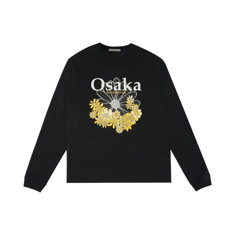 Mardi Mercredi Unisex Tshirt Long Sleeve Flower Osaka New Blossom "Black"