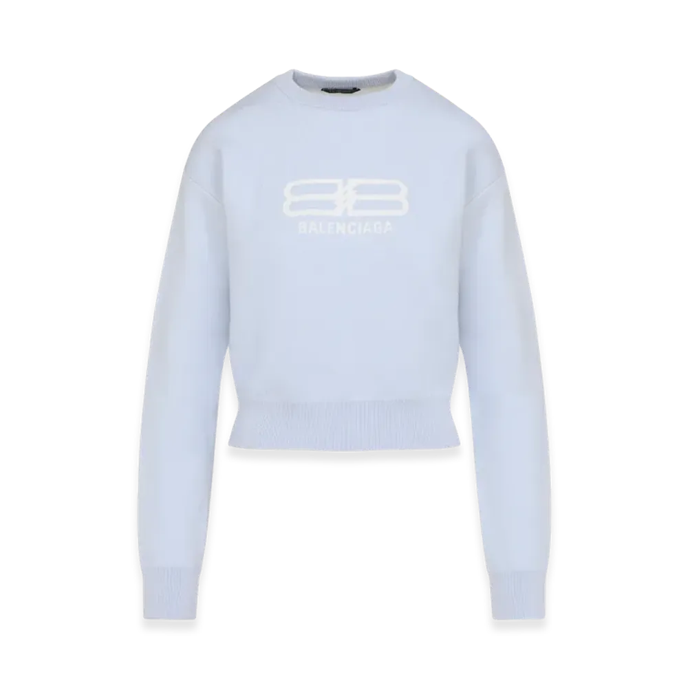 BALENCIAGA Women's Cropped Pullover "Light Blue Latte"