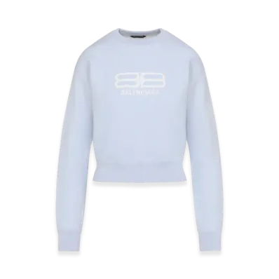 BALENCIAGA Women's Cropped Pullover "Light Blue Latte"