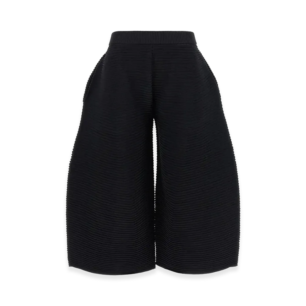 ISSEY MIYAKE Womens Corrugated Knit Pants "Black"