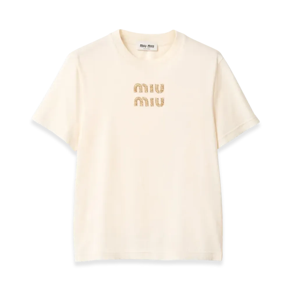 MIU MIU Women's Jersey T-Shirt "Natural"