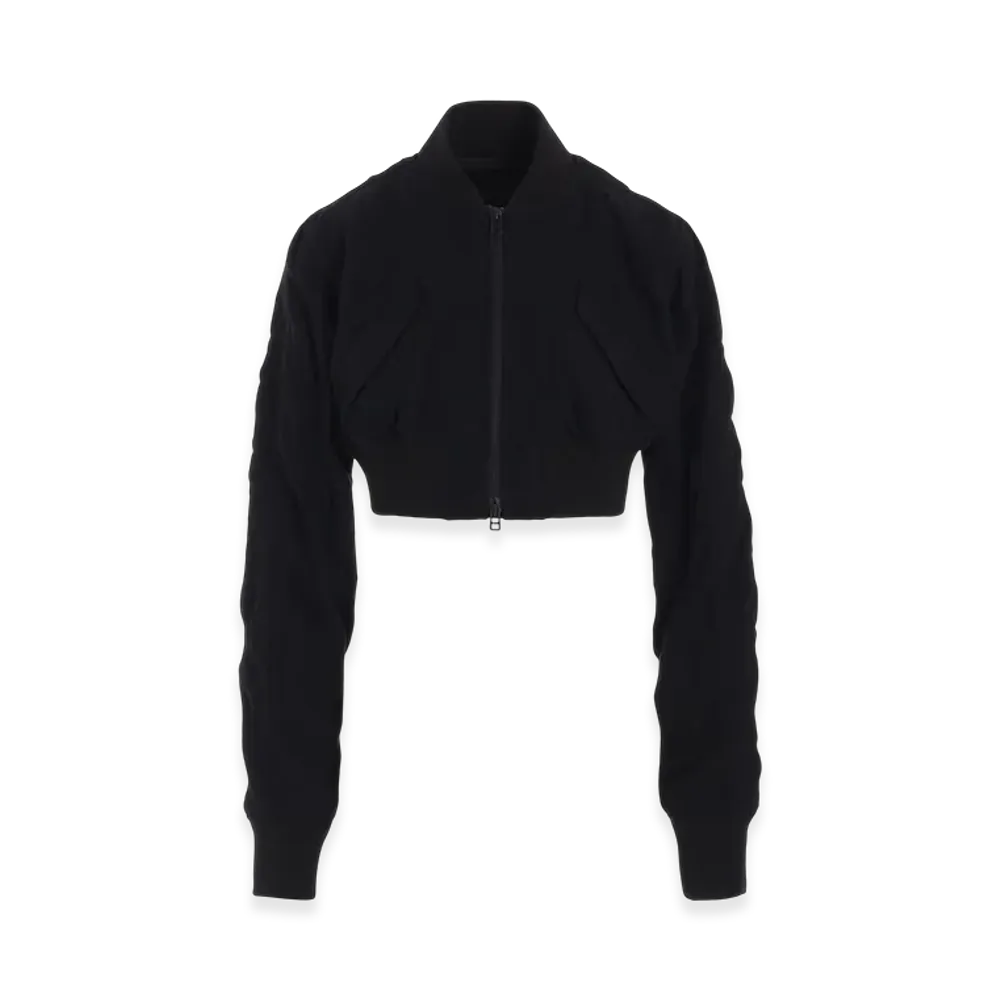 S'YTE Fulling Finished Shadow Check Cropped Bomber Jacket "Black"