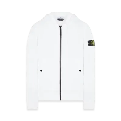 Stone Island 61620 Brushed Cotton Fleece Garment Dyed Full Zip Hooded Sweatshirt - 23FW "White"