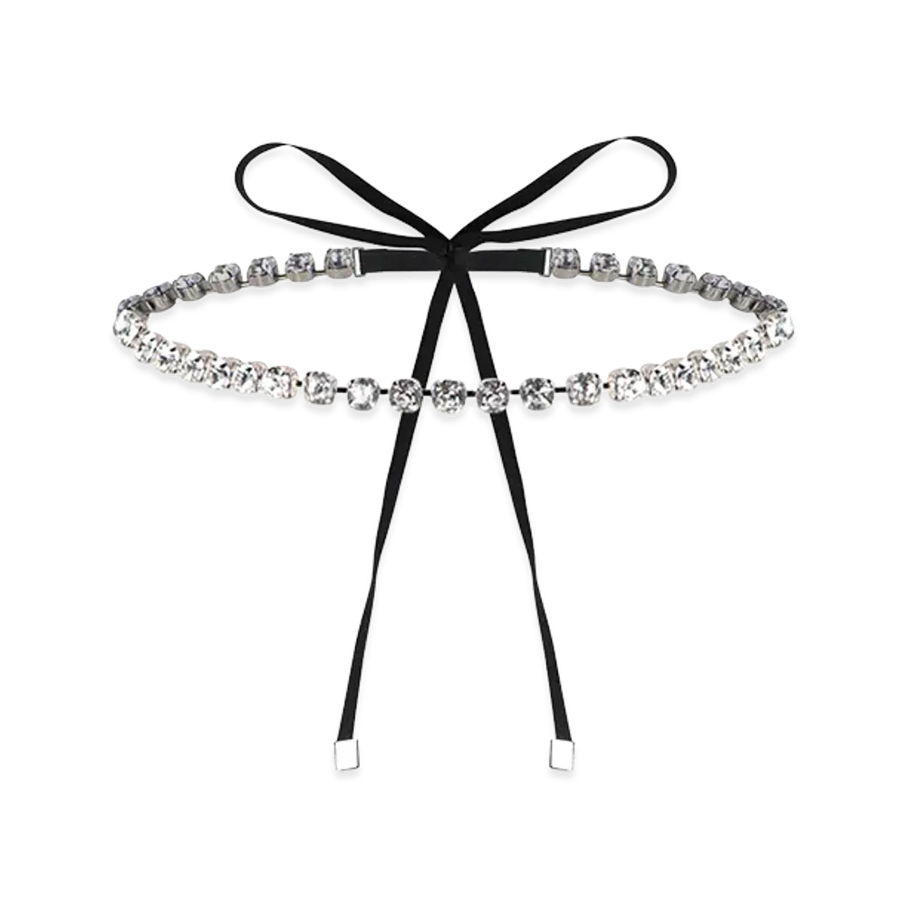 MM6 Maison Margiela Women's Rhinestone Bow Necklace "Silver"