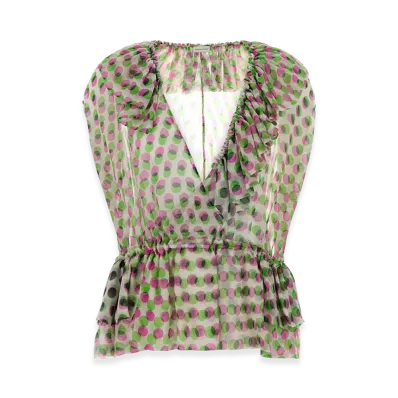 DRIES VAN NOTEN Women's Printed Crepe Cally Top "White"