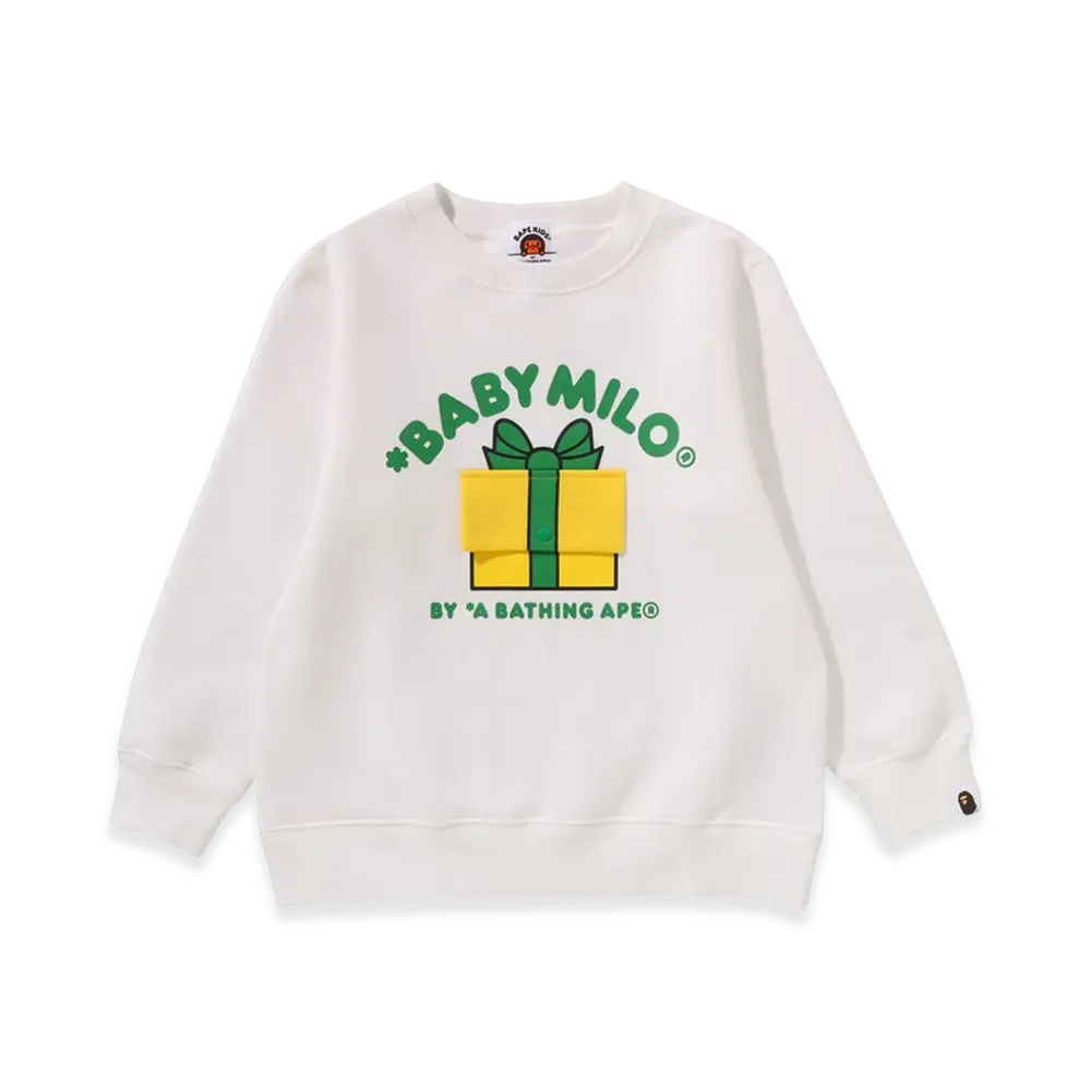 A BATHING APE Baby Milo & Lisa Present Box Crewneck Sweatshirt Kid's "White"