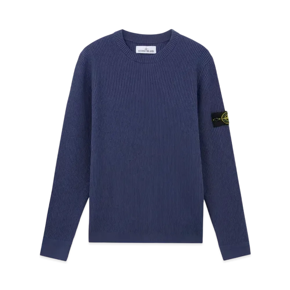 Stone Island 553C2 Full Rib RWS Wool "Mid Blue"