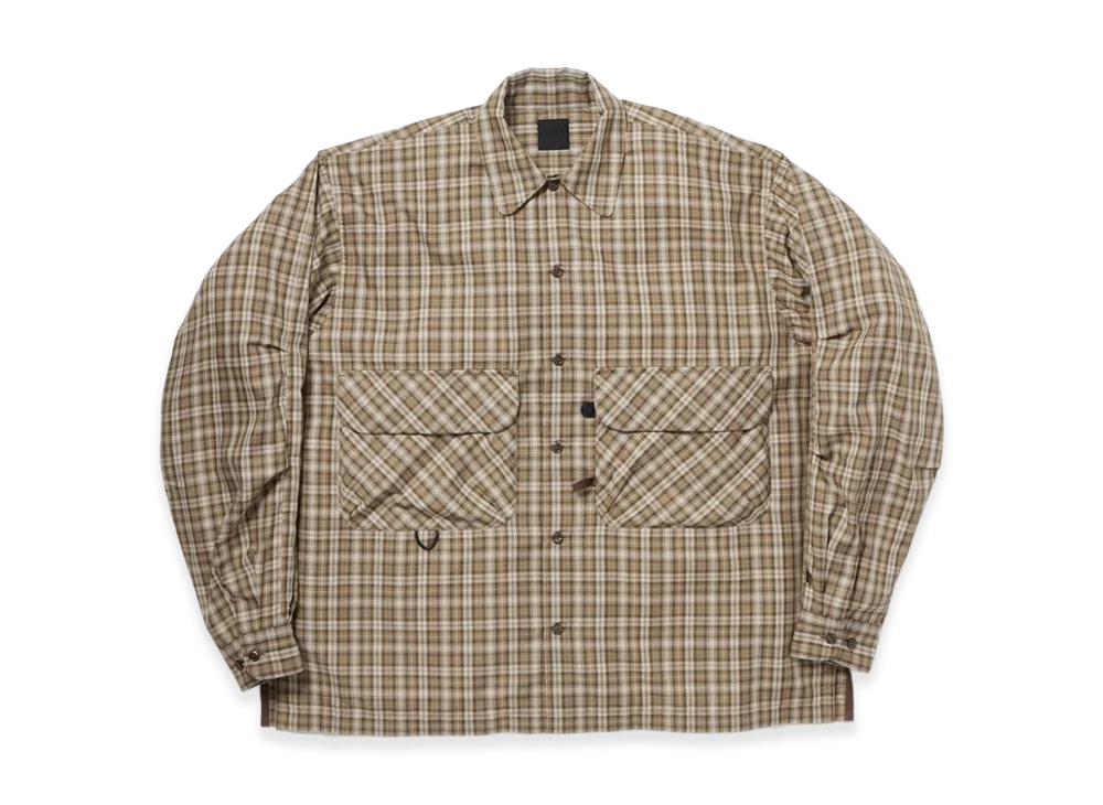 DAIWA PIER39 Tech Sports Open Collar Shirt L/S Gren Plaid "Brown Gray"