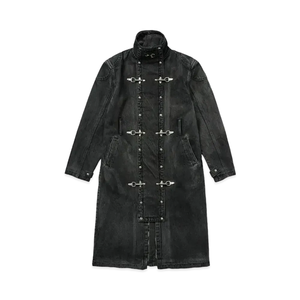 THUG CLUB Bio Soldier Denim Trench Coat "Black"