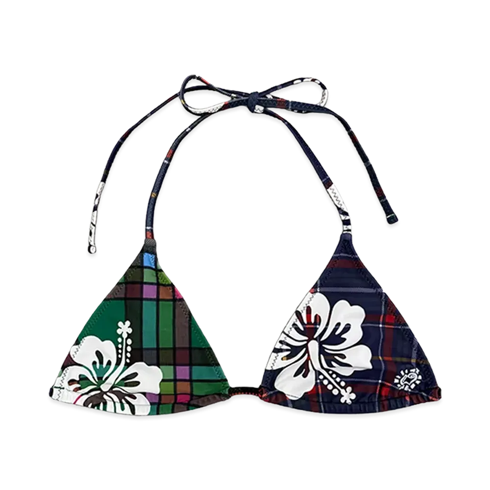 ALWAYTH Women's Tartan Hibiscus Bikini Top "Navy"