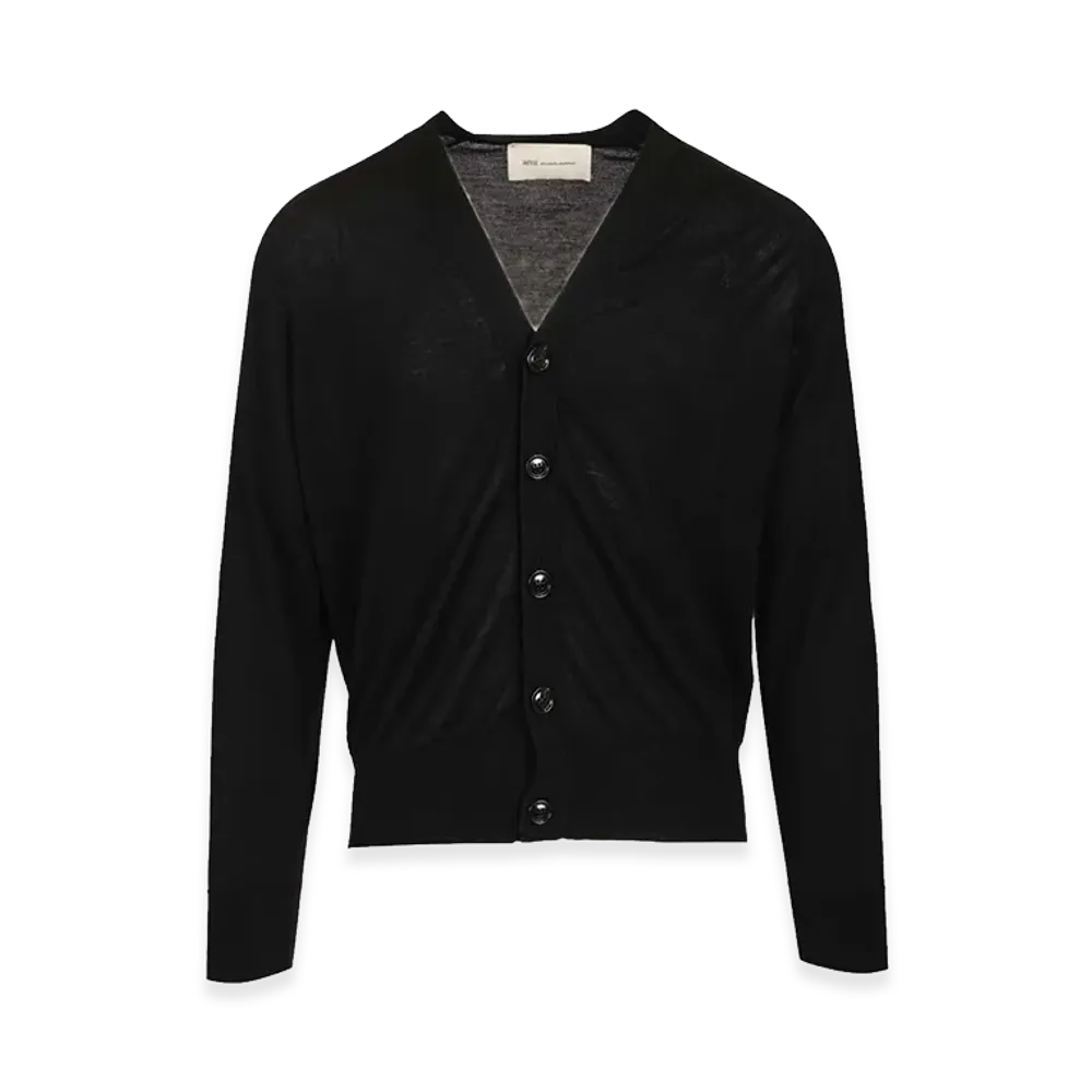 AMI PARIS V-Neck Wool Cardigan "Black"