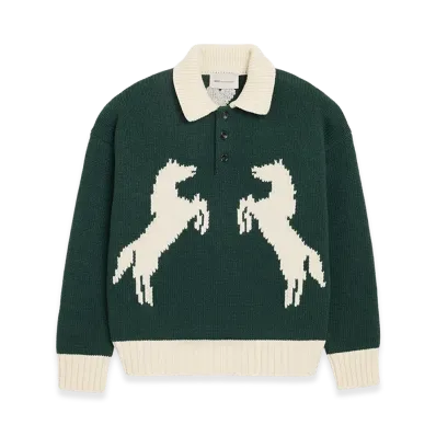 AMI PARIS Wool Horse Polo "Green"