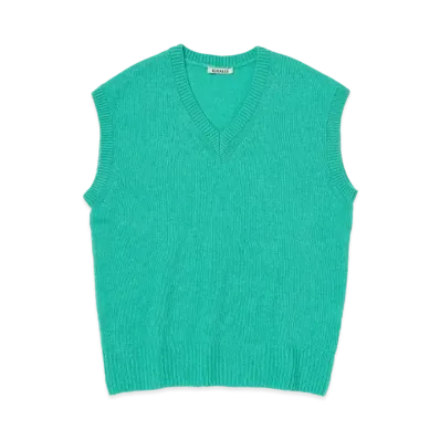 AURALEE Wool Cashmere Silk Knit Vest "Aqua Green"