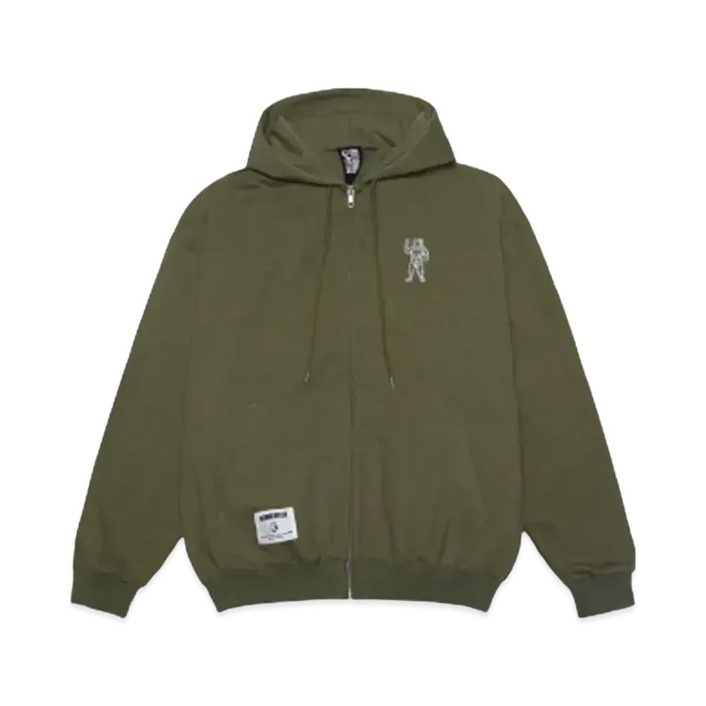 BILLIONAIRE BOYS CLUB EMBROIDERED LOGO ZIP UP HOODIE "OLIVE"