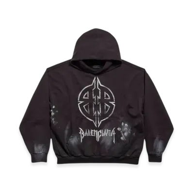 BALENCIAGA Metal BB Stencil Hoodie Medium Fit "Black White"