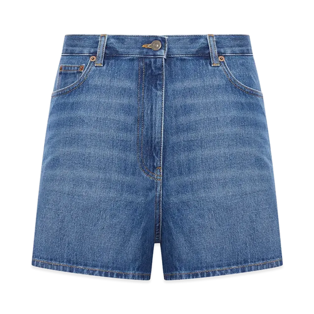 Valentino Women's Solid Denim Shorts "Blue"